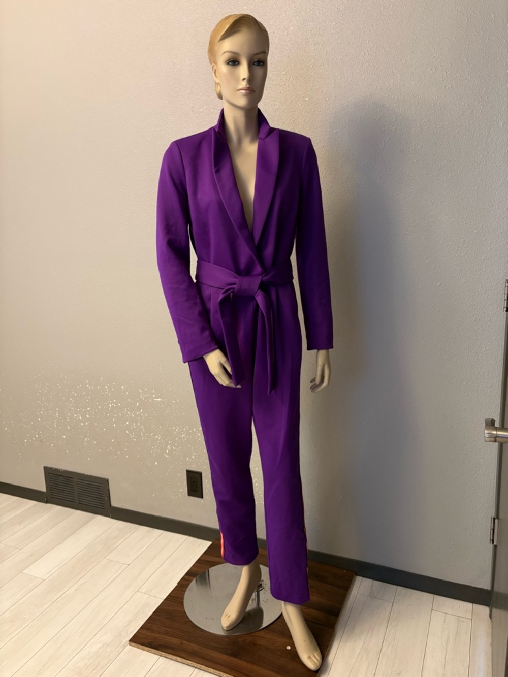 Pinko Violet Shawl-Collar Belted Jumpsuit